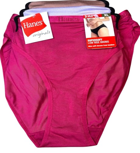 HANES Originals Damskie 3-pak SuperSoft Niski stan Bikini Bielizna Majtki Rozmiar XL - Zdjęcie 4 z 5
