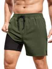 Mens Swimsuit Trunks 6" Quick-Dry Swim Shorts with Compression Liner and Zipp...