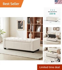 Storage Ottoman Bench with Safety Hinge and Seat for Bedroom Living Room