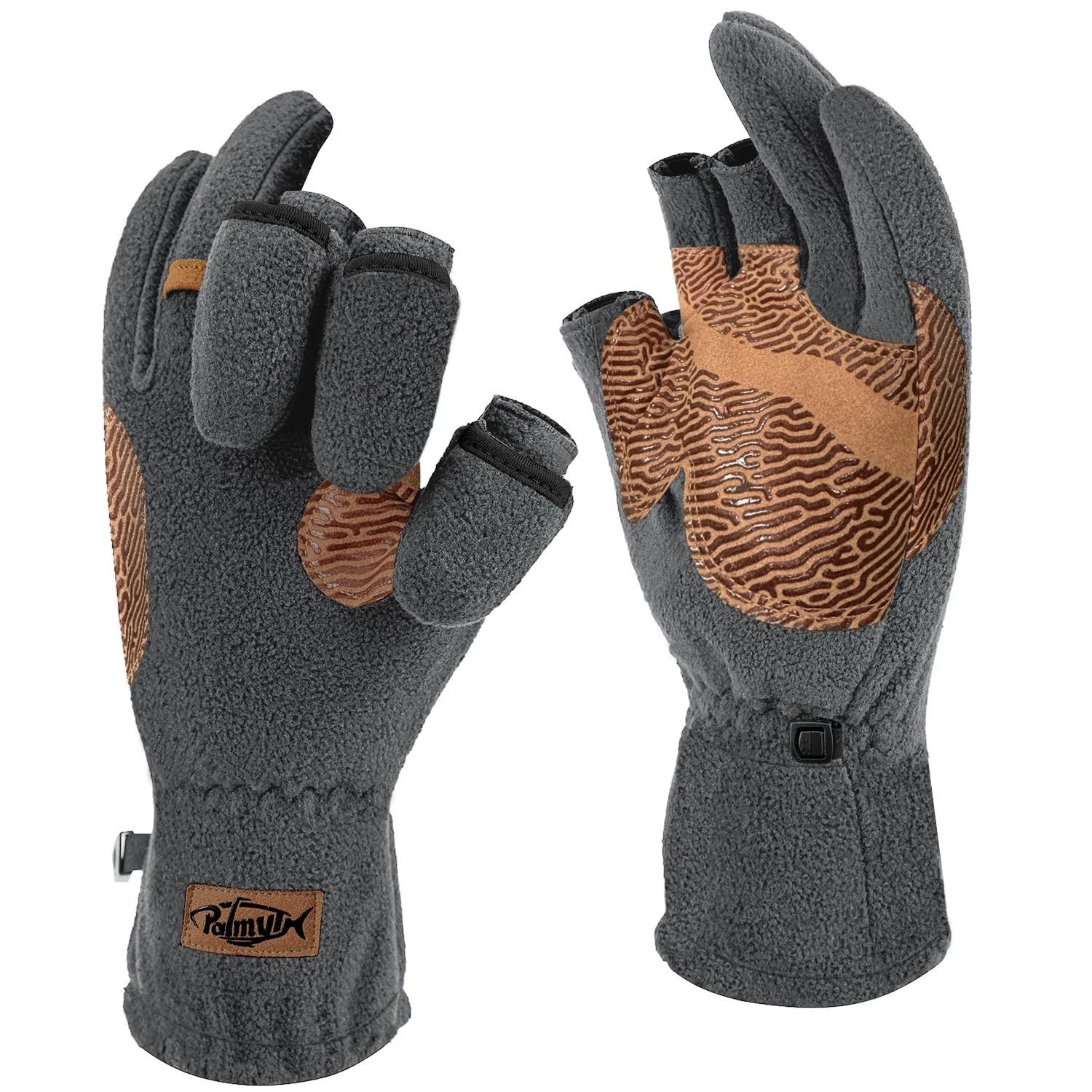 Magnetic Fleece Fishing Gloves Convertible 3 Cut Fingers Ice Fishing Warm for...