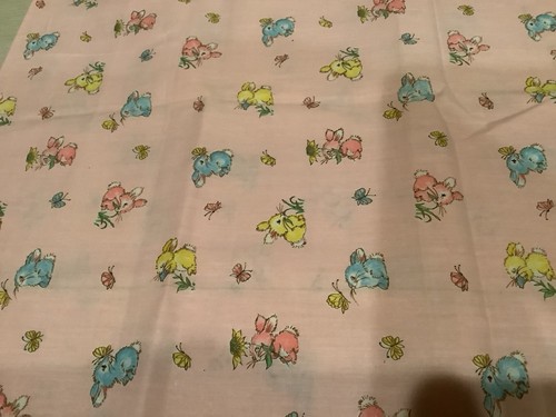 Bunte Hasen auf rosa Baumwollstoff Frühling Ostern Baumwollstoff 20x52 - Bild 1 von 2