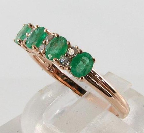 KLASSISCHER 9K 9CT ROSÉGOLD SMARAGD & DIAMANT EWIGKEITSRING KOSTENLOSE GRÖSSENÄNDERUNG - Bild 3 von 5