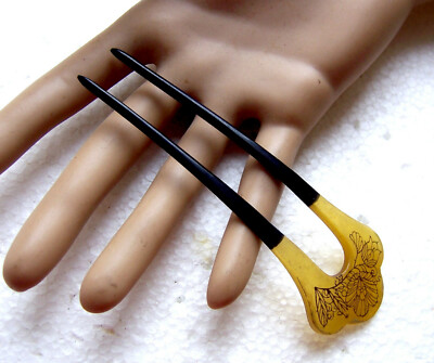 Matched pair Victorian hair combs with rhinestone hair  display picture 1