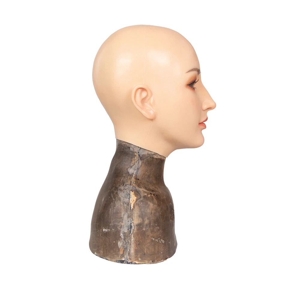 Realistic Silicone Breast Female Head Mask Face Mask Cosplay Crossdresser - Image 3 of 4