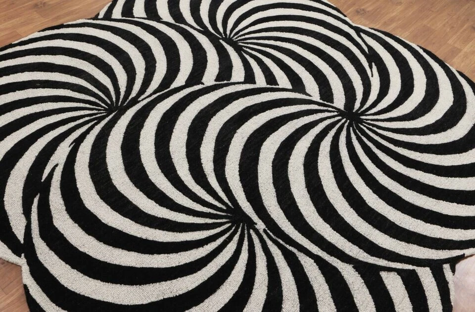 New Optical 8'x8' ft Modern Design Handmade Tufted 100% wool Area Rugs & Carpet - Image 3 of 4