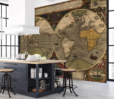 3D Ancient World Map ZHUA10966 Wallpaper Wall Murals Removable Self-adhesive Ann