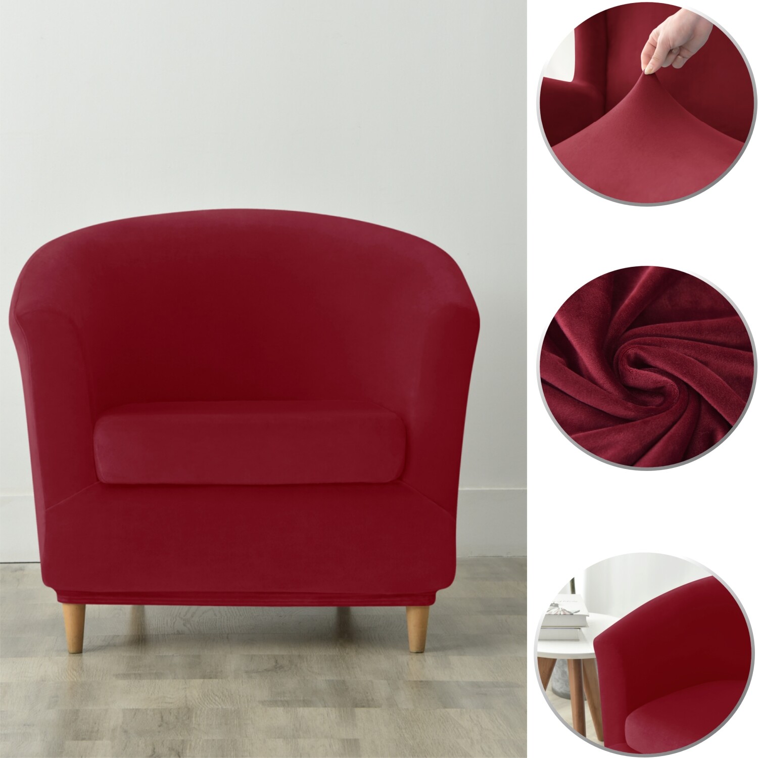Living Room Velvet Tub Chair Covers 2 PCS Club Chair Slip Cover