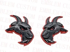 2x Black With Red Head Emblem for Ram 1500 2500 3500 Fender badge Hellcat Style