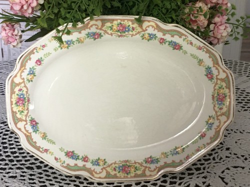 Antique Platter 1930 Mount Clemens MILDRED Floral China Pattern Platter Cottage