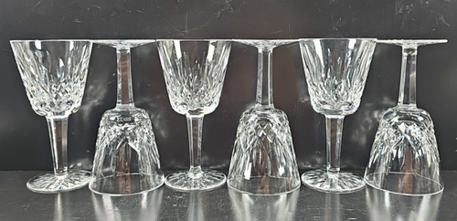 (6) Waterford Lismore Claret Wine Glasses Set Crystal Clear Cut Stemware Bar Lot - Picture 19 of 24