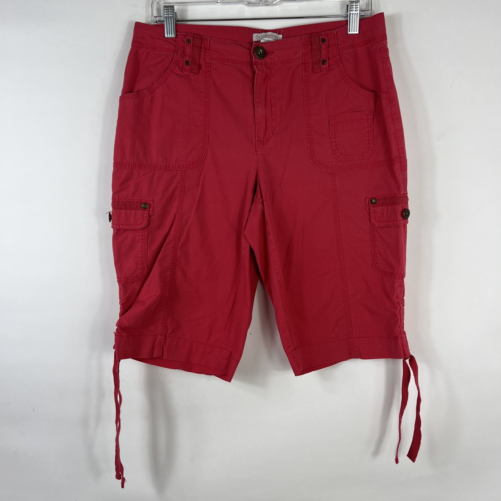 Bermuda Cargo Shorts Women's Size 8 Pink Cotton Blend Stretch Mid Rise |  eBay