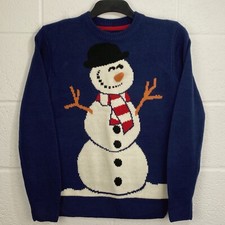 Atlantic Bay Christmas Jumper Size Small Men s Navy Snowman Festive Xmas Sweater