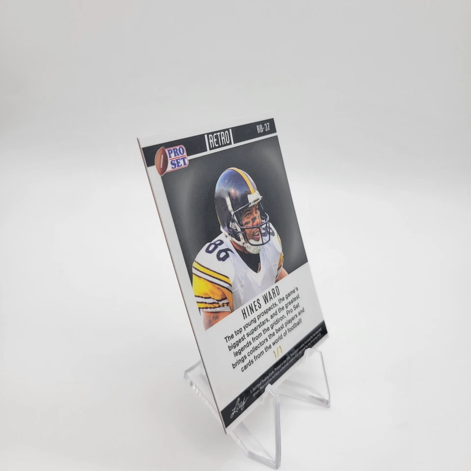 2023 Leaf Pro Set Metal Hines Ward 1/1  Steelers ORANGE PULSAR  Fire - Image 3 of 4