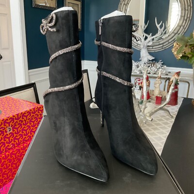 WHBM Elegant Black Women s Black Boots with Rhinestone Accents - NIB - Size 7.5M