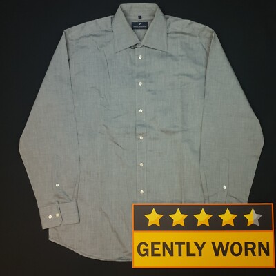 Daniel Hechter Mens Formal Shirt VERY GOOD 41 (FITS LIKE LARGE) Grey Regular