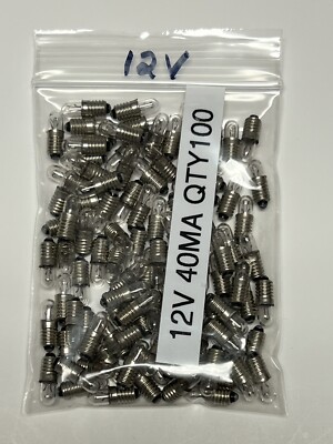 Lot of 100  12V DC  40MA  Miniature Screw Base Light Bulb E-5 Threaded Base Lamp