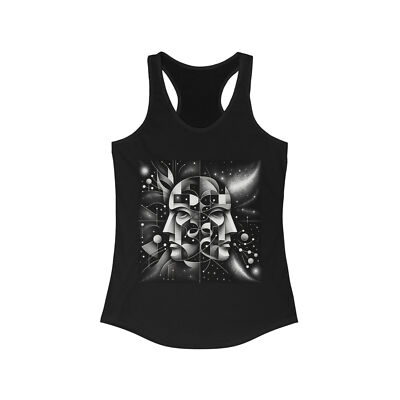 Womens Racer Slim Tank Top Art Deco Duality Mask Abstract Cosmos Museum Gallery