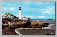 Portland Maine ME Portland Head Light House Vintage Color Postcard 1950s