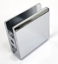 Beveled Edge Glass To Wall Mount Clip, Solid Brass, Chrome, for Frameless Shower