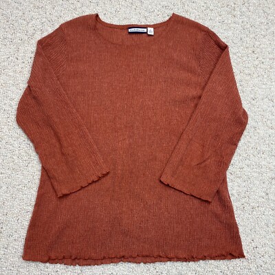 Croft & Barrow Womens Top sz M Orangle Crinkle Elevated Basics Capsule Wardrobe