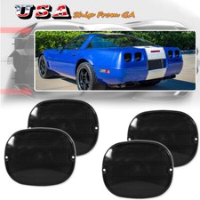4pcs Smoked Black Lens Rear Tailight Lamp Lenses For 1990-1996 Chevy Corvette C4