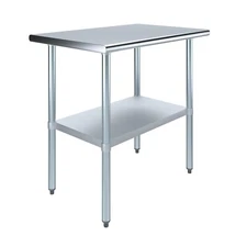 24" X 36" Stainless Steel Work Table With Galvanized Undershelf