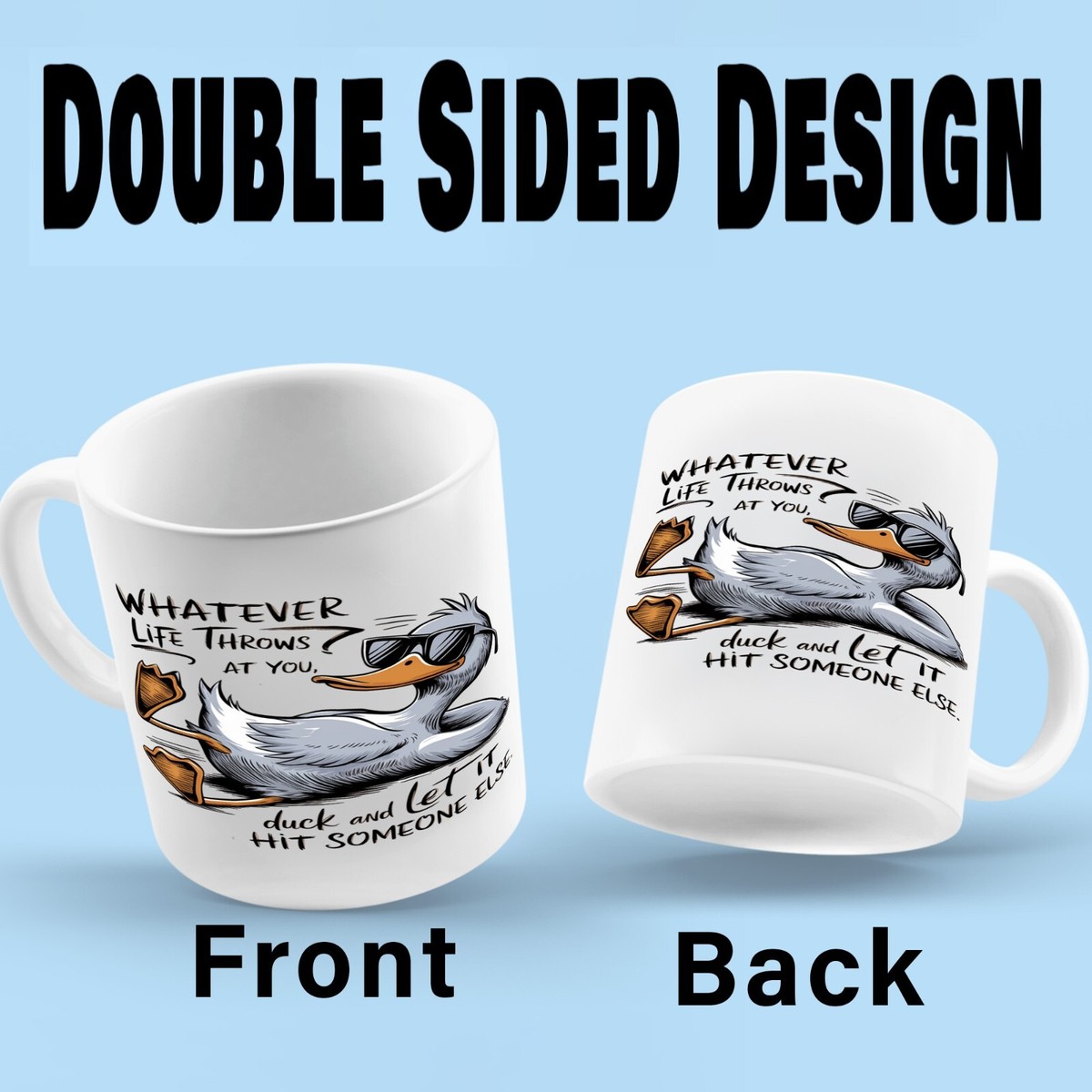 MissDaisy Funny Duck Coffee Mug - 11oz Ceramic Sarcastic Humor Cup Gift For Coworkers & Friends