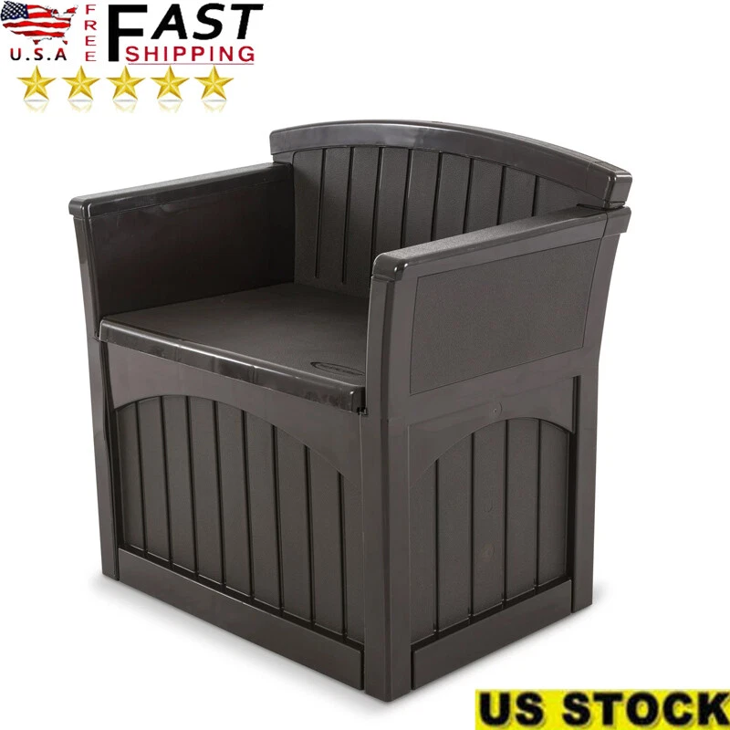 31 Gal Resin Storage Bench Patio Seat Weather Resistant Durable