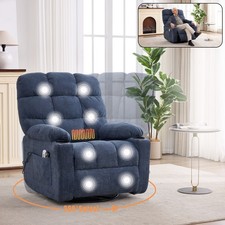 Heat Massage Manual Recliner Chair with Rocker and Swivel in Fabric for Living R