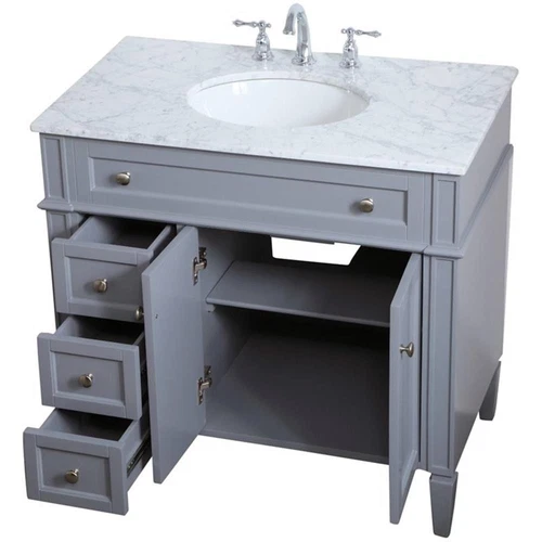 Elegant Decor Williams 36" Single Marble Top Bathroom Vanity in Gray - Picture 3 of 16