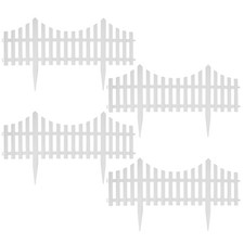 Image of 4 Piece Pack's White Wood Effect Lawn Border Edge Garden Edging Picket Fence Set