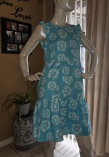 Ann Taylor Factory Dress Womens S Blue Floral Tiered Sleeveless Ruffle Sundress