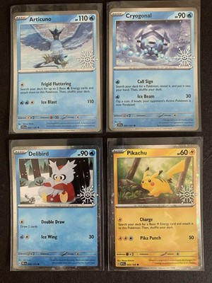 Articuno,Cryogonal,Delibird,Pikachu -Pokémon Holiday Calendar '25- Stamped Cards