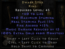 DIABLO 2 RESURRECTED S13 LADDER DWARF STAR RING GOLD FIND ITEM