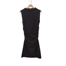 Quince Stretch Cotton Jersey Mock Neck Mini Dress TRUE Black Basic Sleeved M