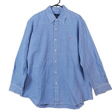Ralph Lauren Mens Shirt Blue White Check Button Down 100 Cotton XXL
