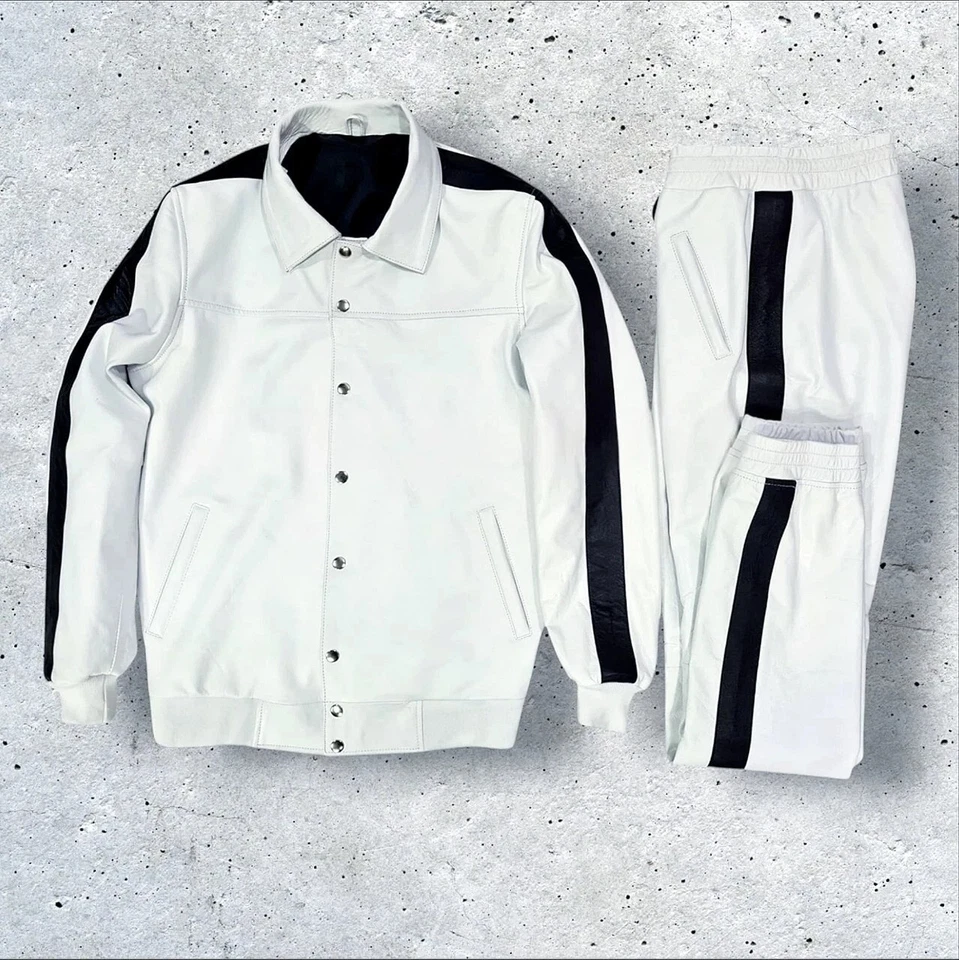 Sudadera de cuero Brayden para hombre [negro/blanco] Foto 3 de 4