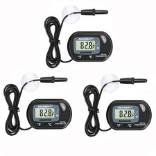 Digital Aquarium Thermometer for Fish Tanks - Large LCD Display, 3 Pack