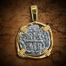 Atocha Silver Coin Pendant 14k Gold Overlay Sterling Shipwreck Certificate