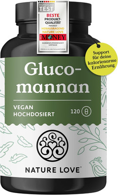 NATURE LOVE  Glucomannan Aus Der Konjak Wurzel - 120 Kapseln. - Hochdosiert - 40