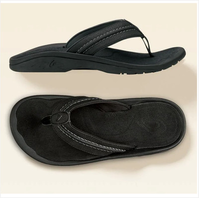 OluKai Hokua Black Beach Sandals Men US 12