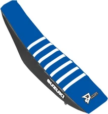 Dcor Ribbed Seat Cover Black/Blue/White for Suzuki RM85 2002-2010/2012/2015-2023