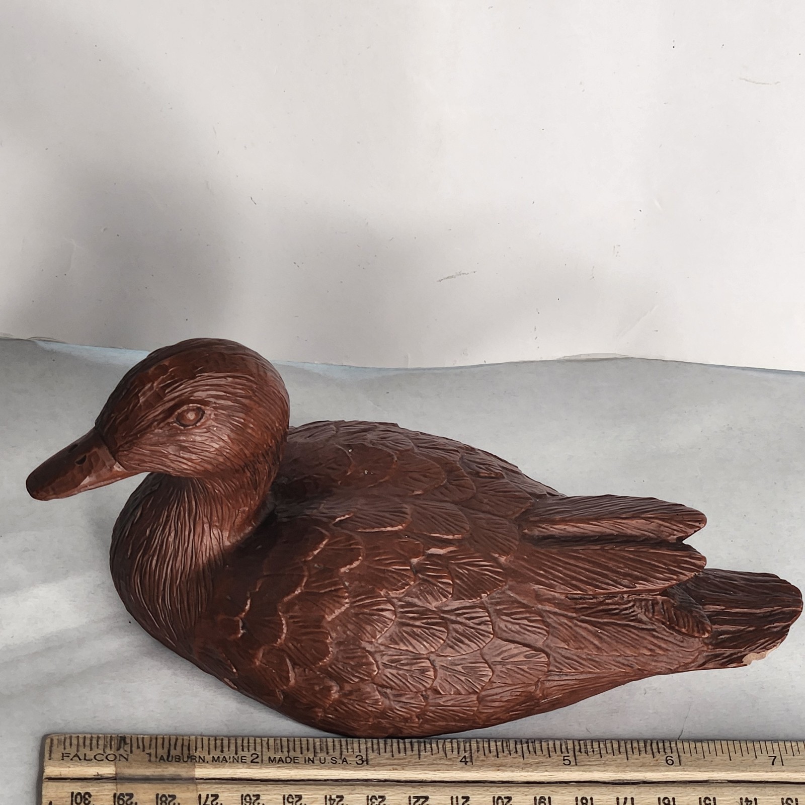 Red Mill Mfg Handcrafted VA USA - Duck - Pecan Shells and Resin 7 inches Vintage