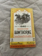 1940 Hawthorn Chicago Season  Pass  Race  Horse Track Tickets  CHAS KRUTCHKOFF