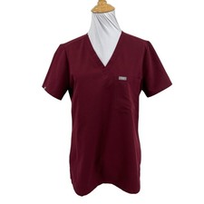 FIGS Scrub Top Womens S Small Burgundy Catarina One Pocket V Neck Medical Shirt