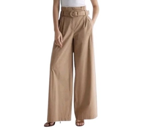 Express Pants Women’s 4 Super High Waisted Belted Paperbag Wide Leg Dressy - Picture 2 of 12