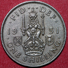 Great Britain 1951 Shilling,King George VI,Scottish Lion-Foreign Coin  23.5mm