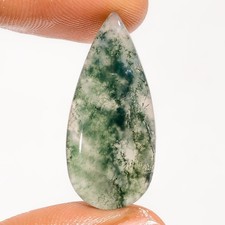Natural Moss Agate Loose Gemstone Green Pear Shape Cabochon 14 Ct 29X13X4 mm
