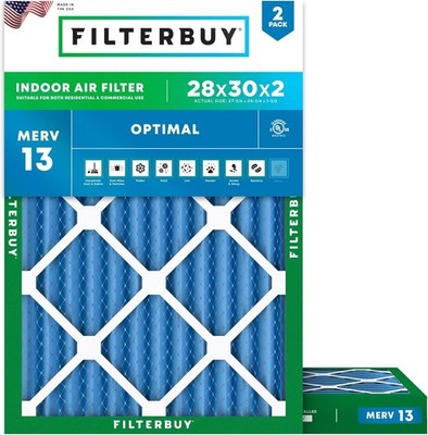 Filterbuy 28x30x2 MERV 13 Air Filter Replacement HVAC Furnace