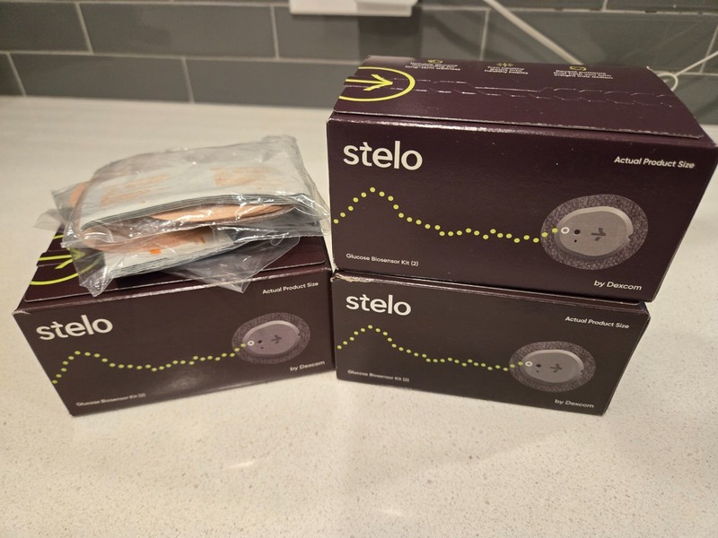 Stelo Glucose Monitor Biosensor Kit, Digital Display, 3 Boxes